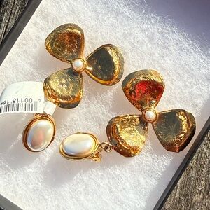 Gold Floral Statement Earrings.